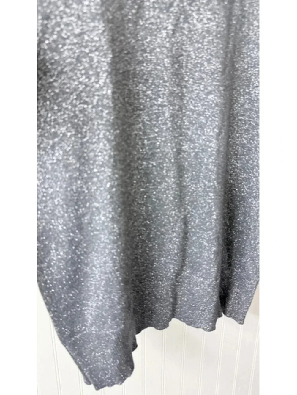 Worthington gray/silver metallic shimmer light sweater petite large xmas party